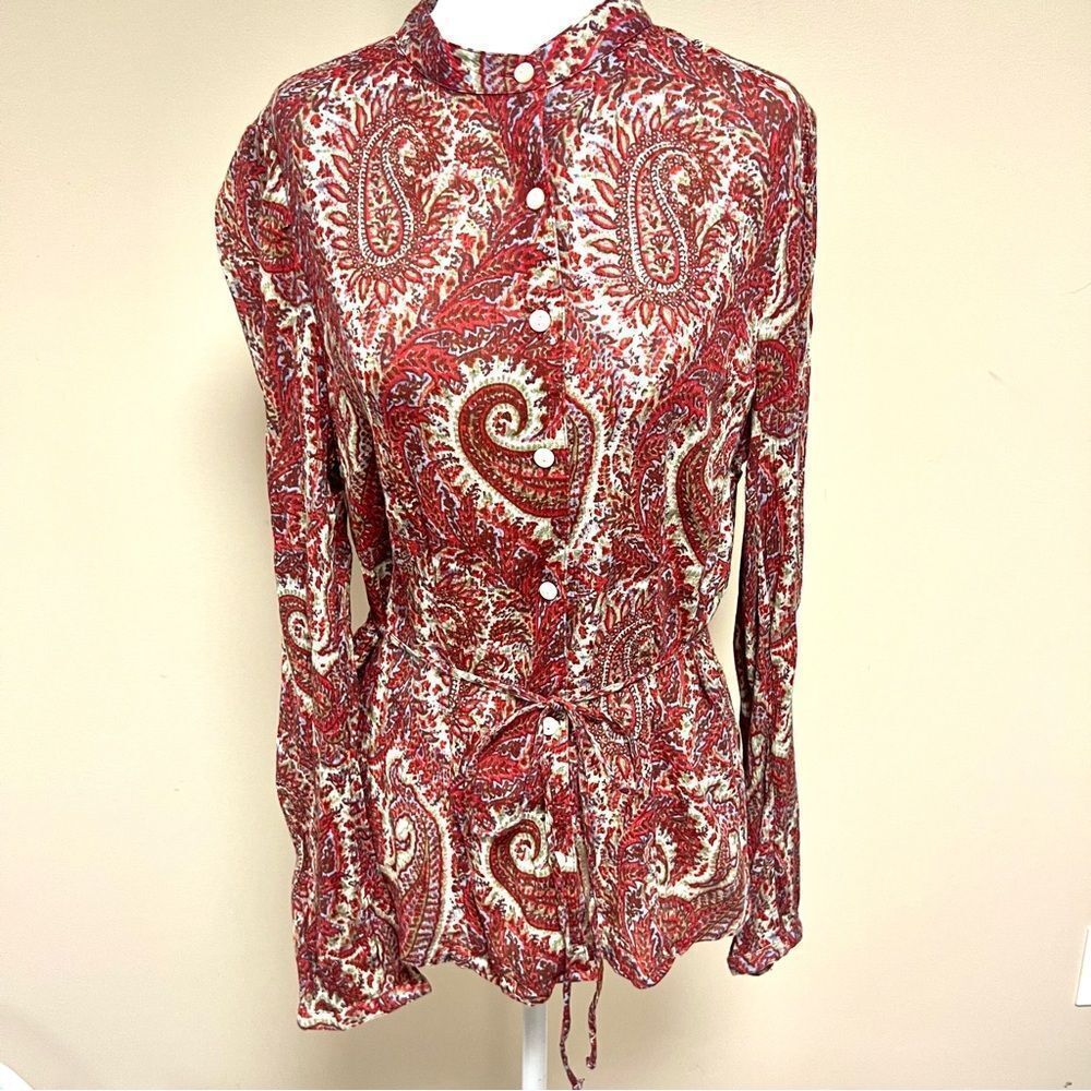 Ralph Lauren paisley blouse with tie Sz L